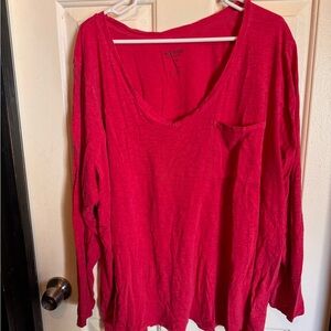 Torrid Vivid Magenta Long Sleeve V-Neck Tee